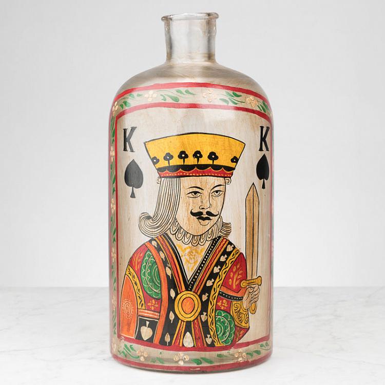 Бутылка с ручной росписью Король пик Handpainted Glass Bottle King Of Spades