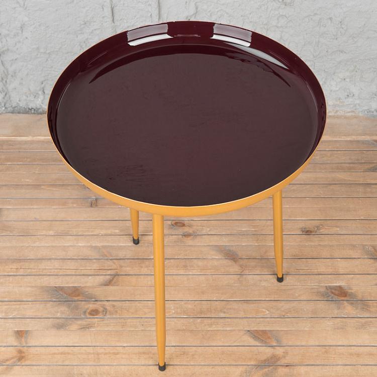 Бордовый журнальный столик Шейдс, L Side Table Shades Gold/Burgundy Large