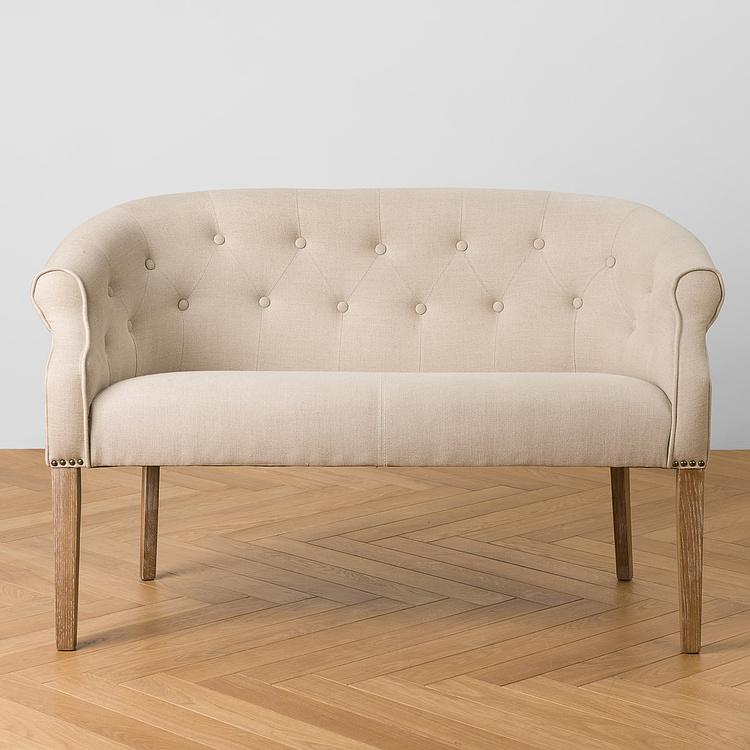 Двухместный льняной диван Маршал, песочные ножки Marshall 2 Seater, Oak Sandwashed Linen