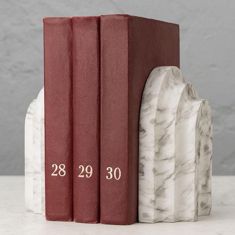 Набор из двух держателей для книг под мрамор Marble Look Bookends White Grey