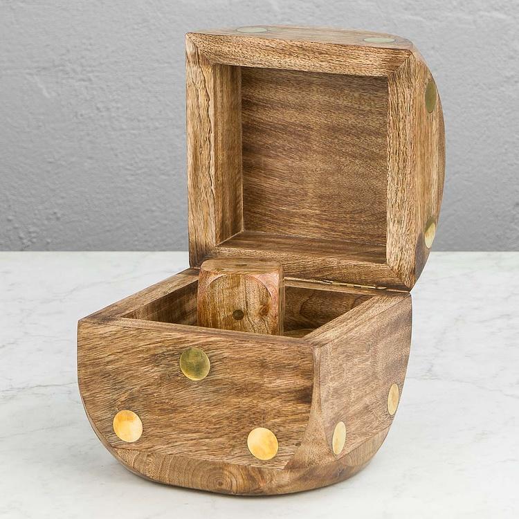 Пять игральных костей в большой шкатулке с латунью Large Dice Box With 5 Dices