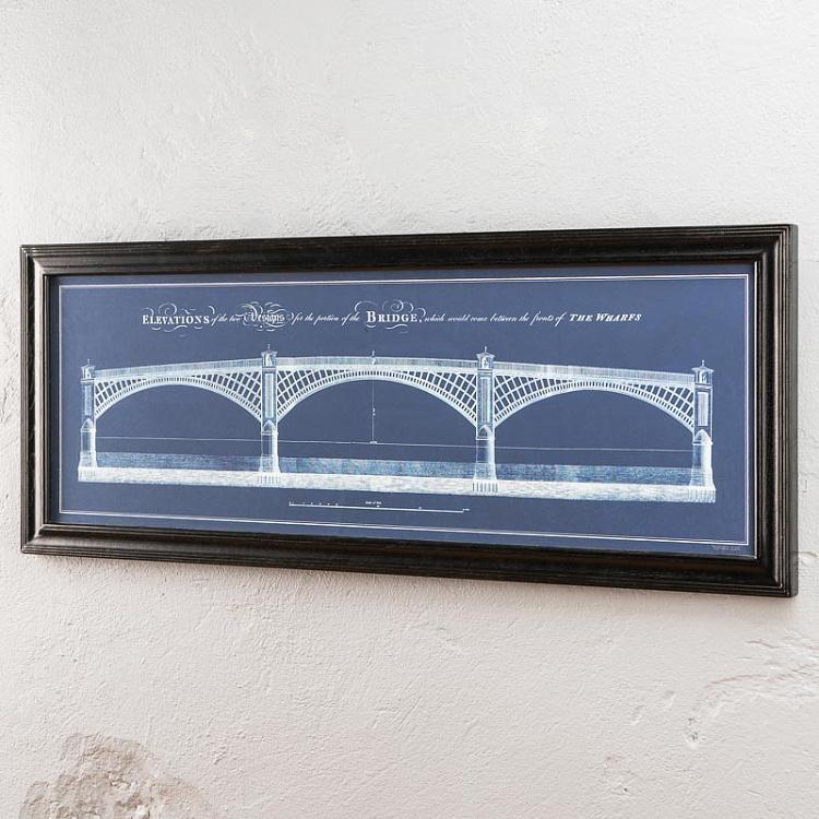 Картина-принт Телфордский мост с синим фоном, S Architectural Telford Bridge Blue Print Small