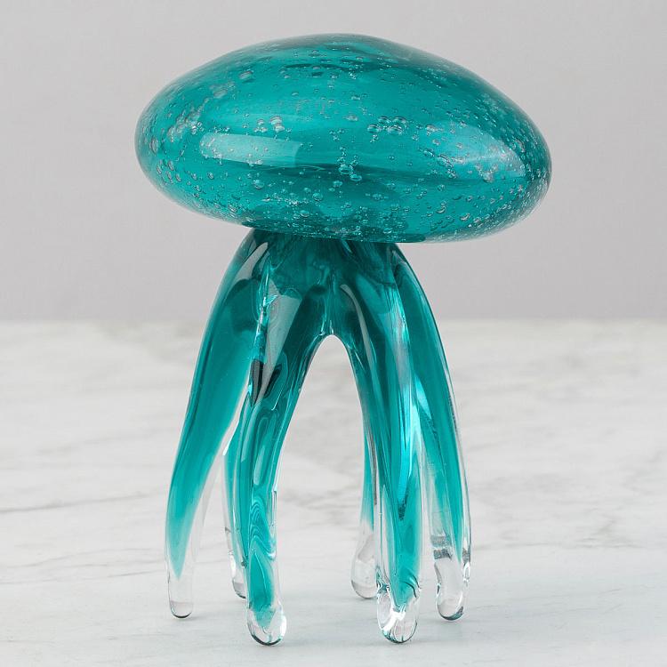 Статуэтка Стеклянная бирюзовая медуза, S Glass Turquoise Jellyfish Small