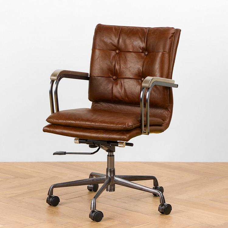 Рабочее кресло Неаполь, светлые подлокотники Ufficio Napoli Armchair, Light Brown Wood D