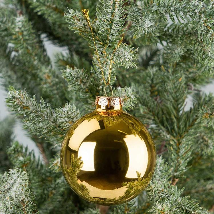 Золотой стеклянный ёлочный шар Glass Uni Ball Shiny Gold 7 cm