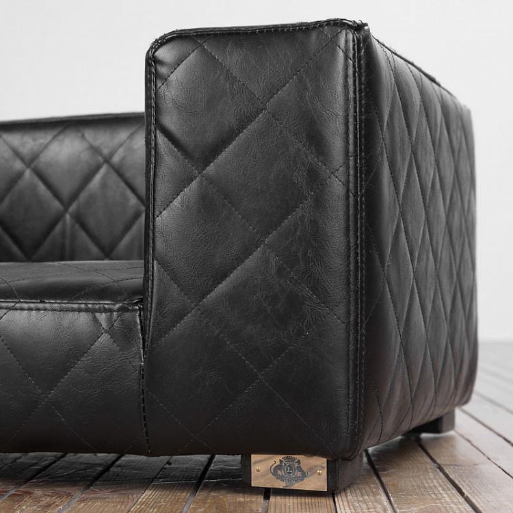 Чёрный диван для собак/кошек Эдоардо с прострочкой Бентли, S Edoardo Sofa Small, Faux Leather Black