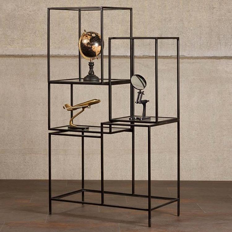 Асимметричный стеллаж из железа и стекла Asymetric Iron And Glass Shelf