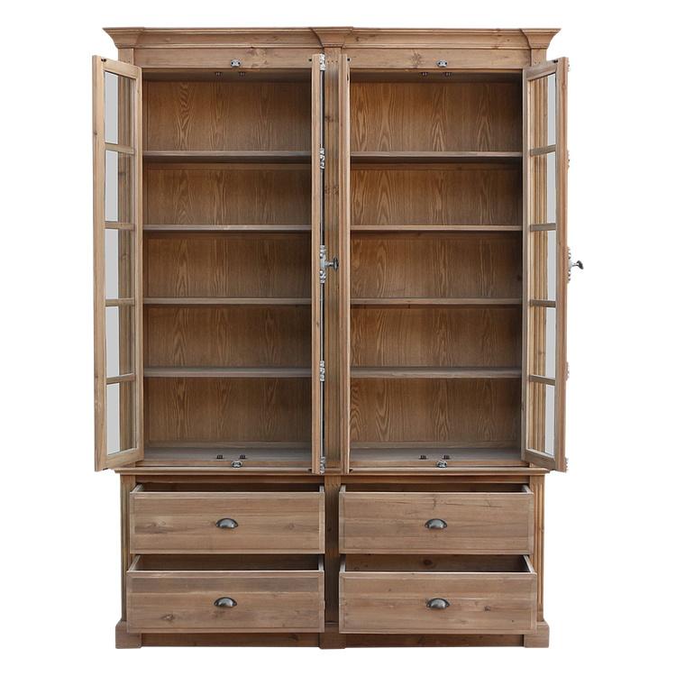 Книжный шкаф с 4 дверцами и ящиками Вильнёв Villeneuve 4 Glass Doors Bookcase With Drawers DB