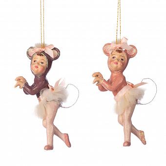 Набор из 2-х ёлочных игрушек Set Of 2 Nutcracker Ballerinas Mouse Pink 13 cm