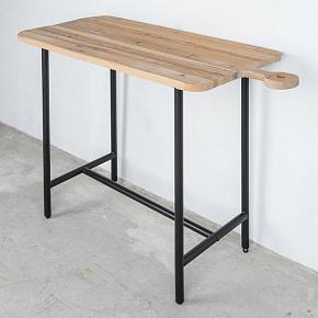 Wooden Pine Table With Metal Base