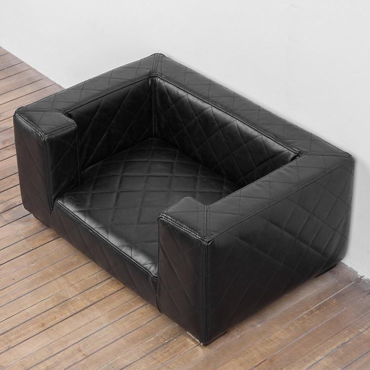 Чёрный диван для собак/кошек Эдоардо с прострочкой Бентли, S Edoardo Sofa Small, Faux Leather Black