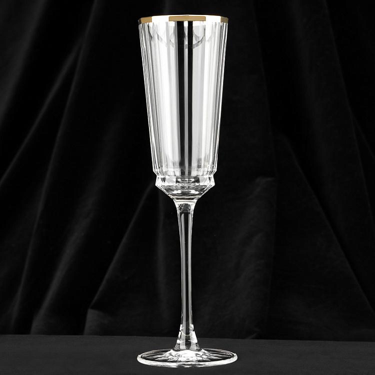 Macassar Champagne Glass With Golden Rim