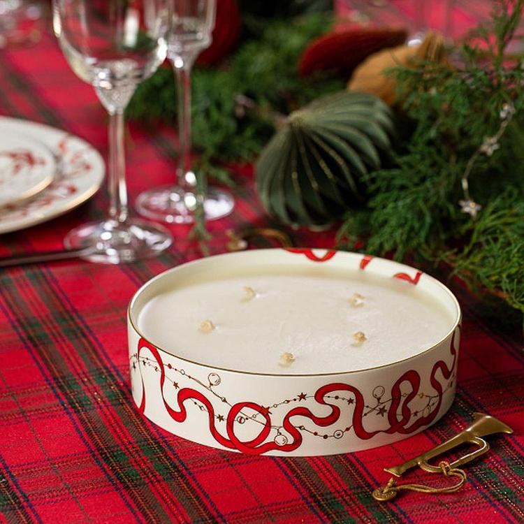 Аромасвеча Новогодняя с красной лентой, L New Year Pine Candle Large