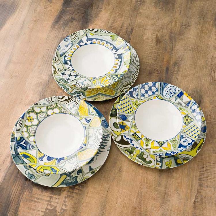 Набор из трёх сервировочных тарелок Средиземноморская майолика Set Of 3 Seaside Maiolica Serving Plates