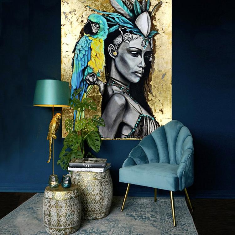 Торшер с бирюзовым абажуром Попугай Тэмми Floor Lamp Parrot Tammy With Turquoise Shade