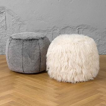 Пуфик Alaska Round Pouf Small искусственный мех Mongolia Cream - ракурс 5
