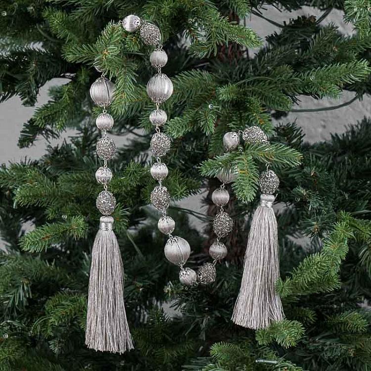 Silver Beads And Tassels Garland 100 cm