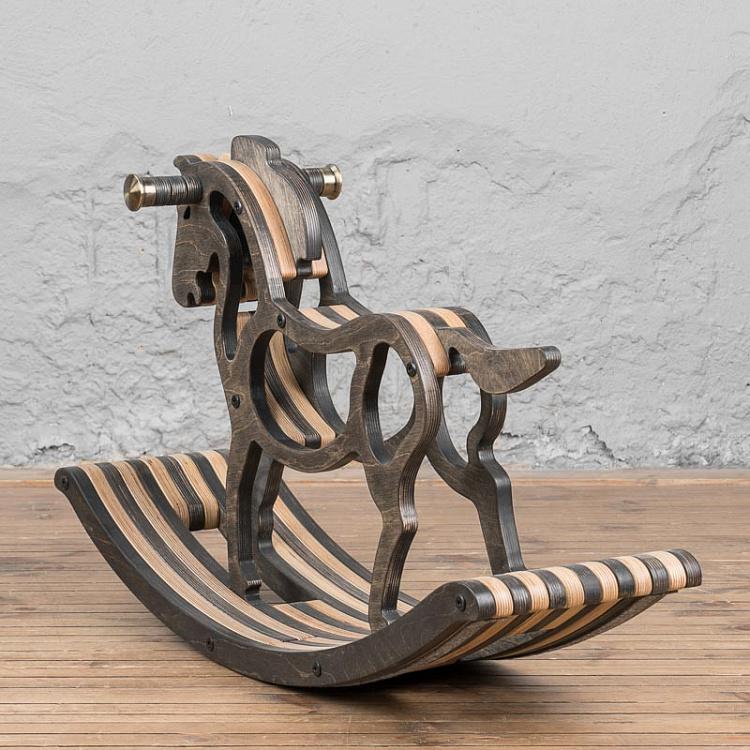 Тёмная детская качалка Лошадка Horse Rocking Chair Dark Oil