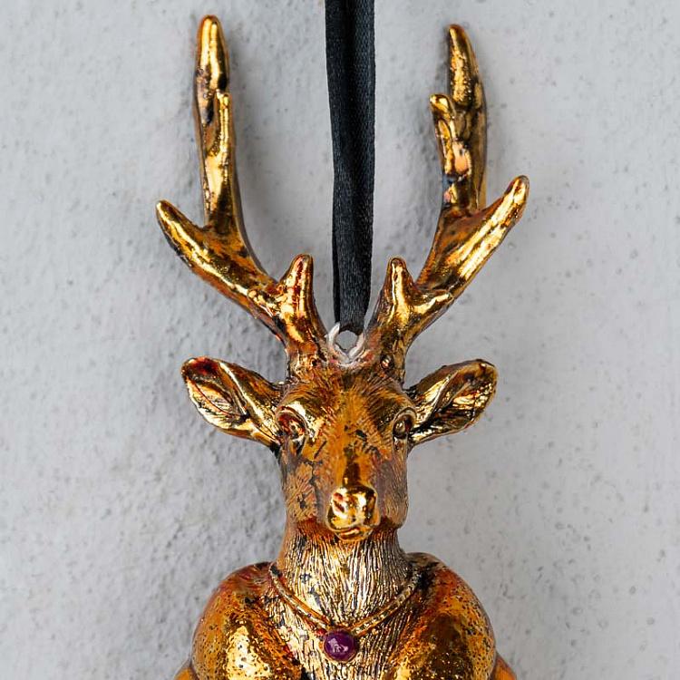 Ёлочная игрушка Бюст оленя золотого цвета, S Deer Bust Gold 15 cm