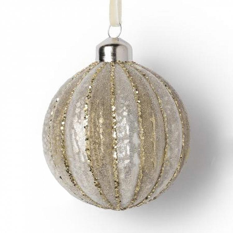 Striped Ball Creamy Beige 8 cm