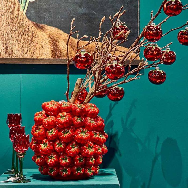 Красная пузатая ваза Помидоры Tomato Red Vase Wide