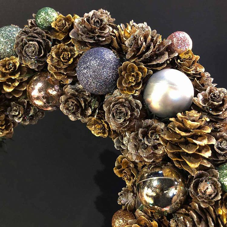 Венок с шарами в нежных тонах Delicate Tones Wreath With Balls 24 cm