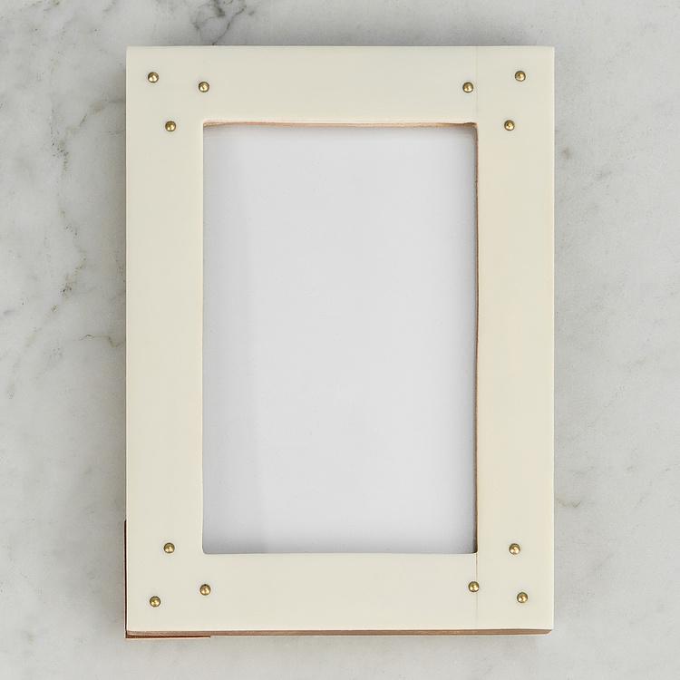 Рамка для фото с золотистыми пусетами, S White Photo Frame With Stud Small