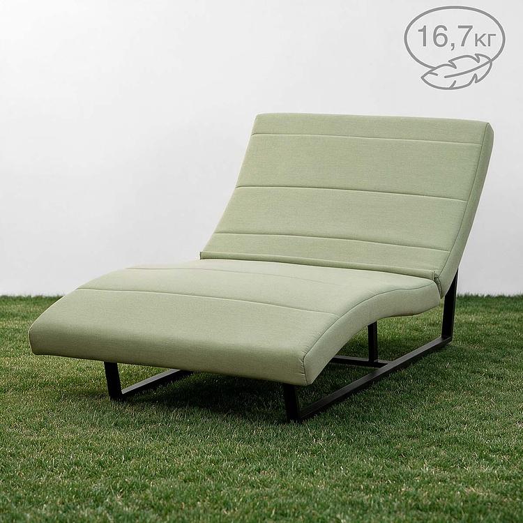 Садовый шезлонг-лежак Wave Lounger, Black акриловая ткань Almond