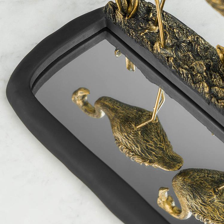 Подставка для мелочей Фламинго у зеркального пруда Golden Flamingos With Mirror Pond
