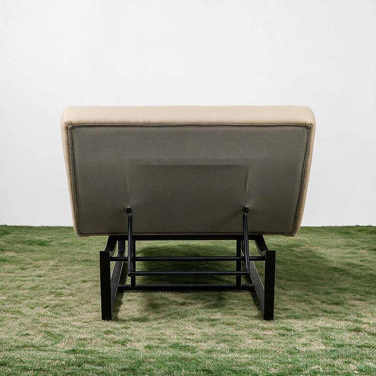 Садовый шезлонг-лежак Wave Lounger, Black акриловая ткань Heather Beige - ракурс 5