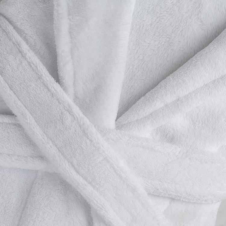 Белый махровый банный халат, размер M Peignoir Court Blanc Ceinture 2 Poches, Taille Medium