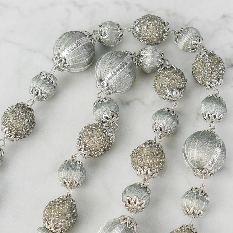 Гирлянда с Бусинами и мятными кисточками Silver Beads Garland With Mint Tassels