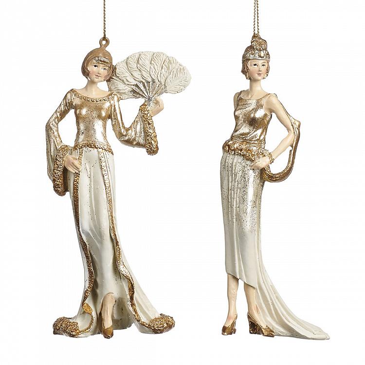 Set Of 2 Ladies Cream Gold 15 cm