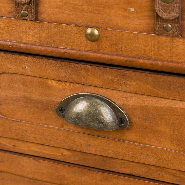 Деревянный комод-сундук с тремя ящиками Wood Chest Cabinet With Drawers Brown