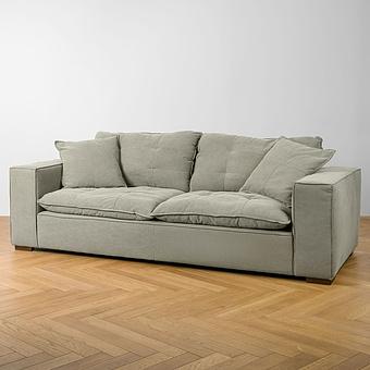 City 3 Seater, Brass Metal Linen RM