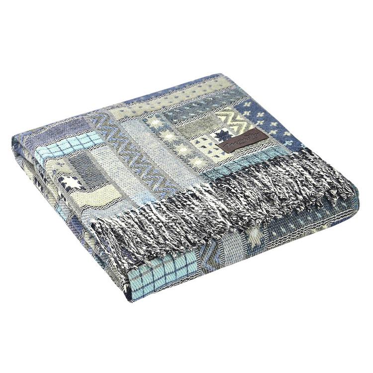 Разноцветный шерстяной плед Балтимора в сине-зелёных тонах, 130x180 см Baltimora Plaid Green 130x180 cm