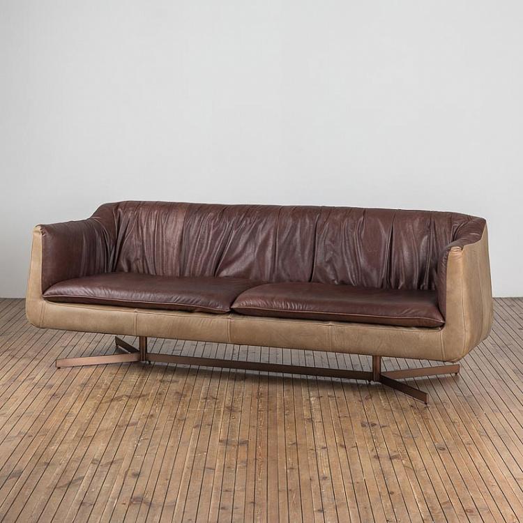 Трёхместный диван Ваки, шоколадная кожаная обивка внутренней стороны F318 Waki 3 Seater, Iroquois Chocolate Inside