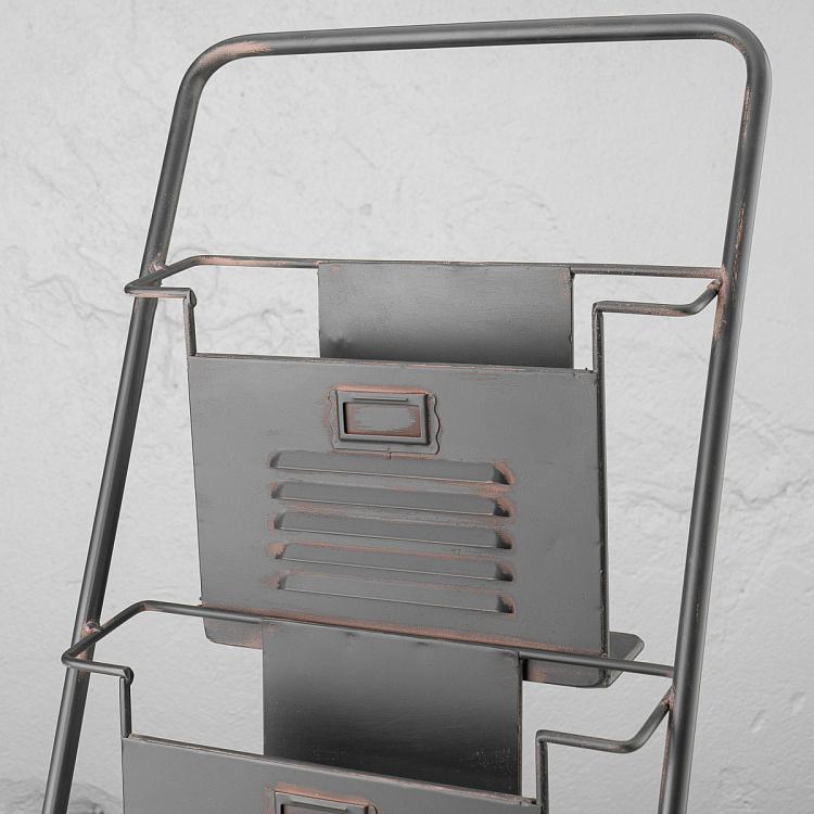 Трёхъярусная газетница  Newspaper Holder On Stand 3 Shelves