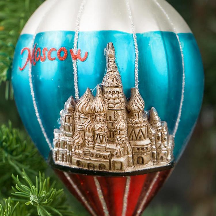 Ёлочная игрушка Воздушный шар Москва Glass Moscow Santa Balloon 14 cm