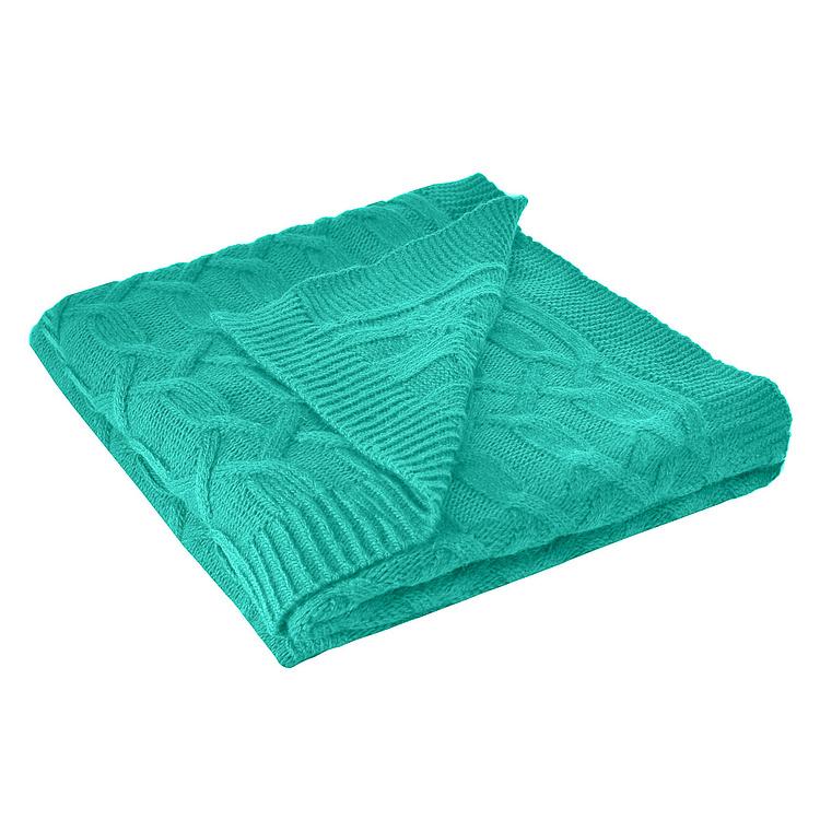 Зелёный шерстяной плед Вермонт в вязаном тубусе, 130x180 см Vermont Plaid Dark Green 130x180 cm