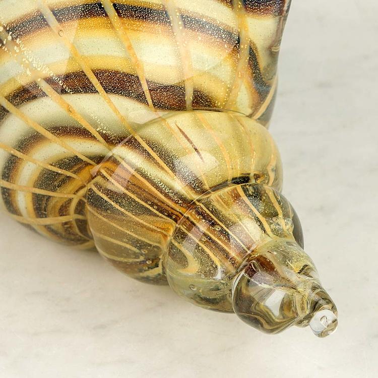 Пресс-папье Стеклянная коричнево-жёлтая ракушка Shell Glass Paperweight Brown
