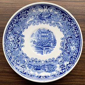 Vintage Plate Blue White Medium 7