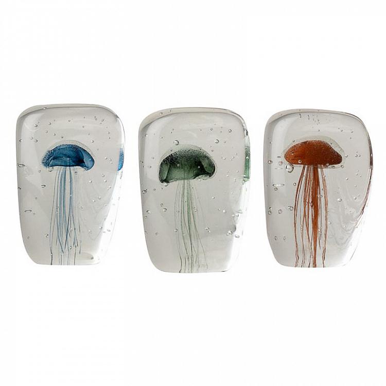 Набор из трёх пресс-папье Медузы Set Of 3 Glass Paperweights Jellyfish