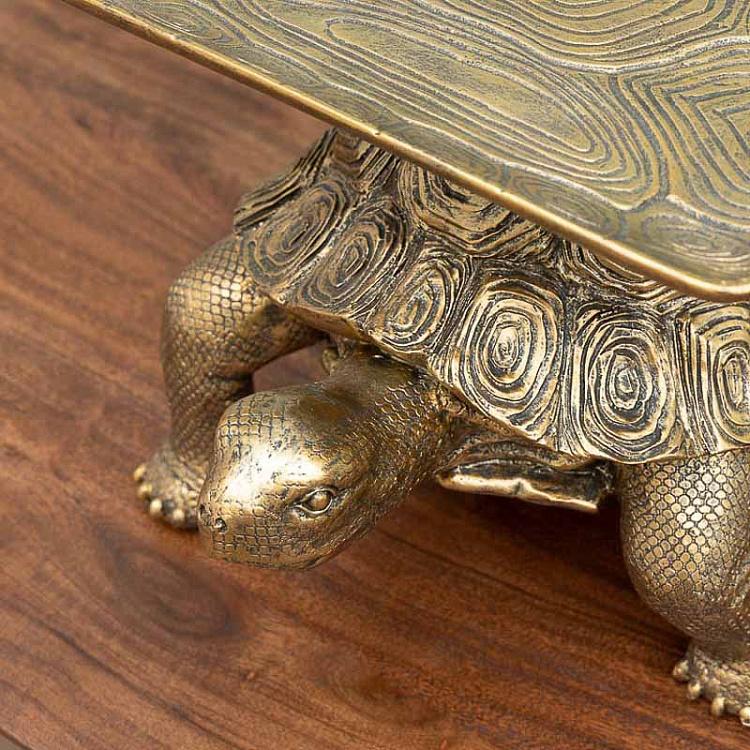 Подставка для мелочей Золотистая винтажная черепаха Antique Gold Turtle With Tray