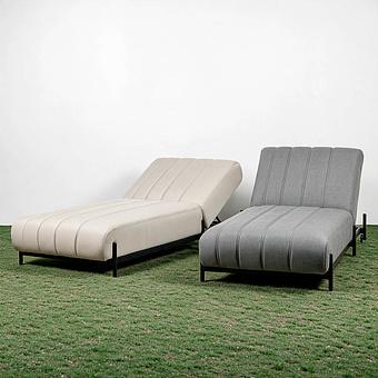 Садовый шезлонг-лежак Luna Lounger, Black акриловая ткань Light Stone - ракурс 9