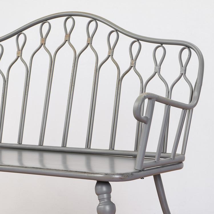 Серая металлическая скамейка с патиной Валери Valery Metal Bench Grey Patina