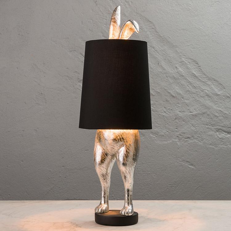 Настольная лампа Робкий кролик с чёрным абажуром Table Lamp Hiding Bunny Black