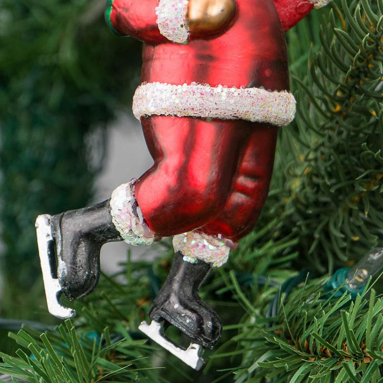 Ёлочная игрушка Медведь в костюме Деда Мороза Glass Hanger Bear With Hat Red 14 cm