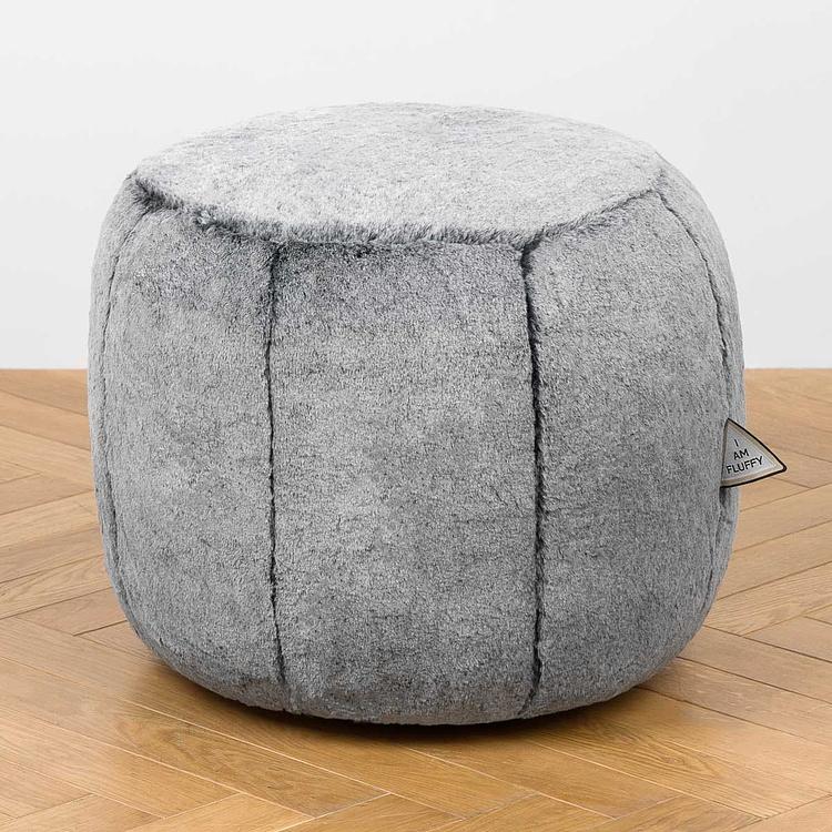Пуфик Alaska Round Pouf Small искусственный мех Grizzly Grey - ракурс 3