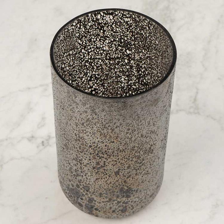 Чёрно-серебристая низкая ваза Кратер Cratere Noir Argent Medium Vase
